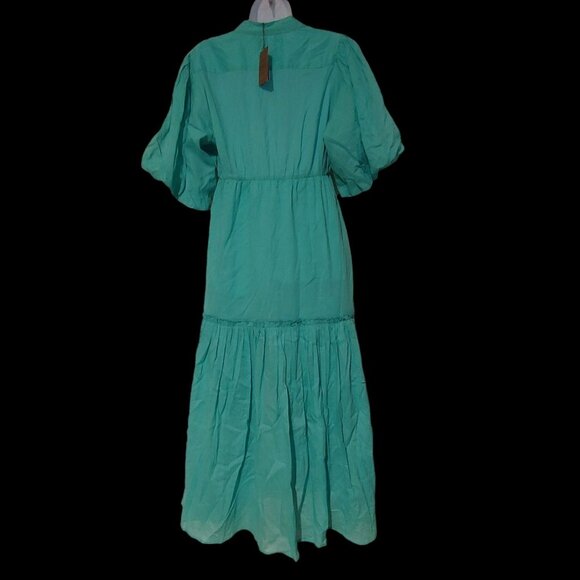 Anouk Grenwal Sangria Button Turquoise Tiered Pockets Birds Embroidery L  NWT - Picture 2 of 14